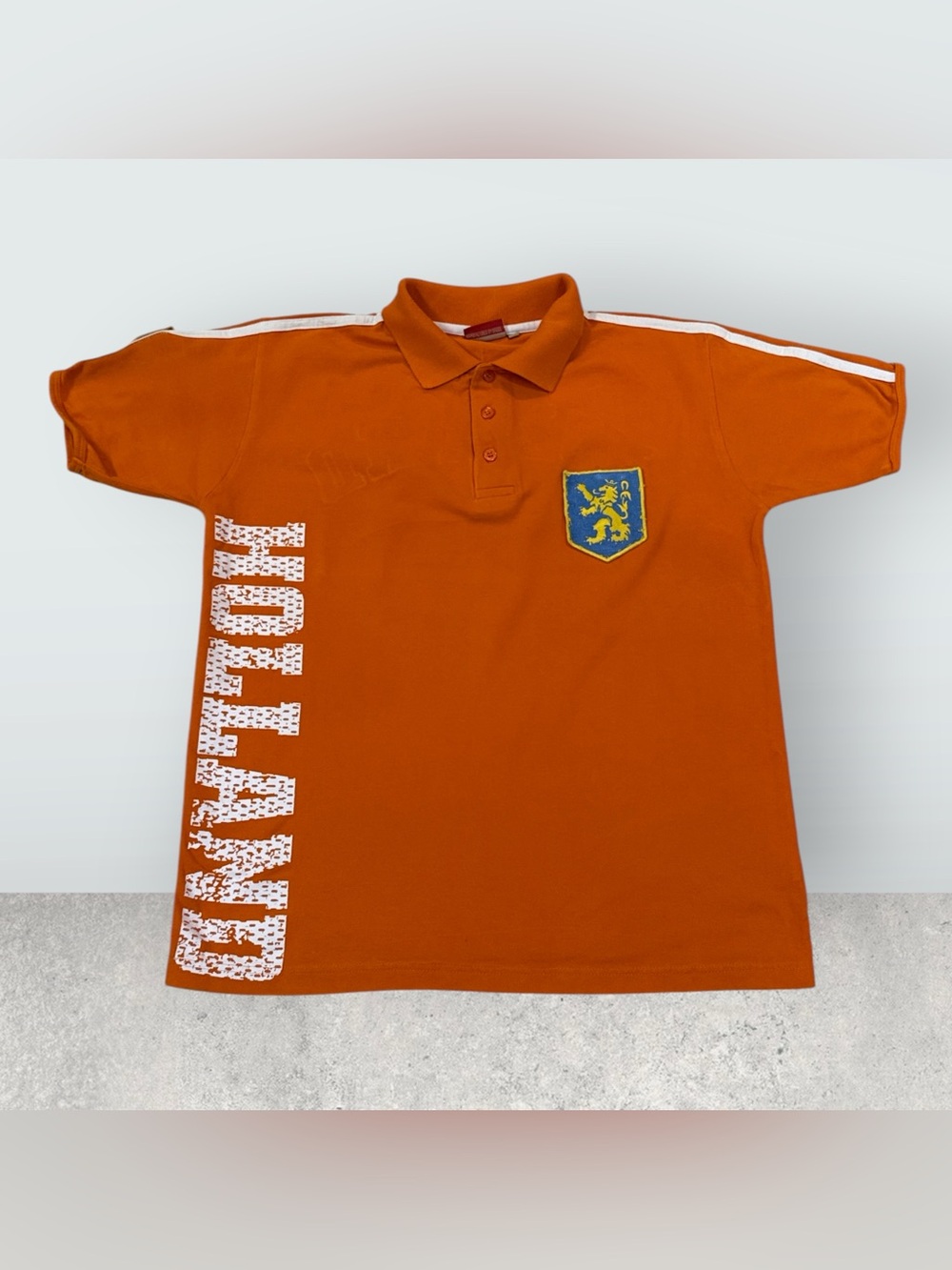 Brand Classic Orange Holland Soccer Fan Vintage Style Polo Shirt Size Medium